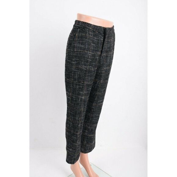 L'Agence Womens Logan Tweed Trousers Pants High Rise Cropped Black Size 2 NWT - Picture 6 of 10